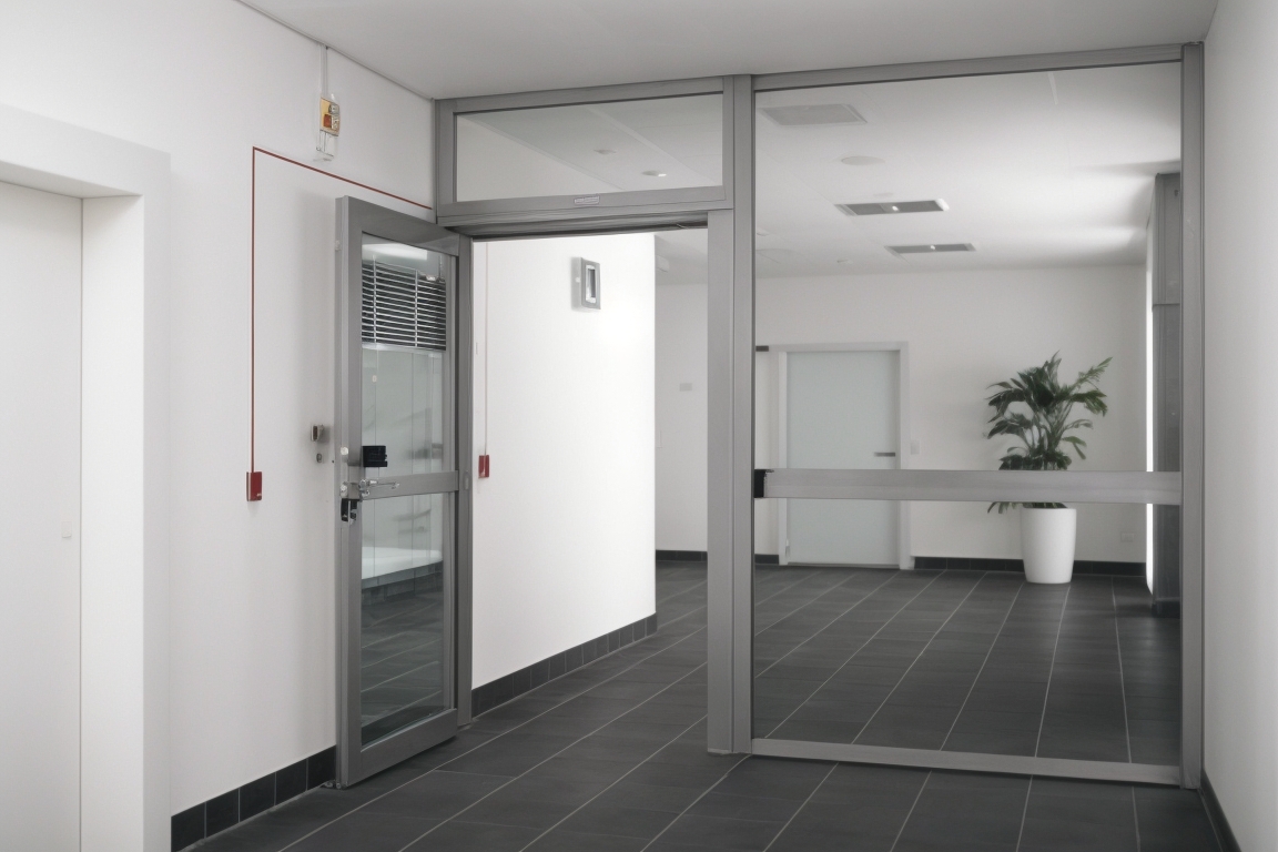 Feststellanlagen-Pehlivan-GmbH Offene-Brandschutztür-im-Gebäude